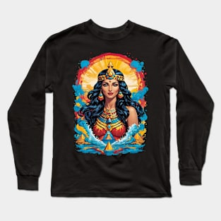 Cleopatra Queen of Egypt retro vintage floral design Long Sleeve T-Shirt